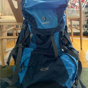 Blue Technical Backpack with Multiple Compartments and Padded Straps
